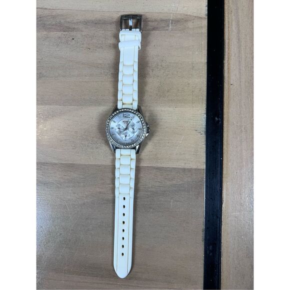 (W) FOSSIL CRYSTAL MULTI-FUNCTION WATCH WHITE SILICONE - Picture 2 of 5